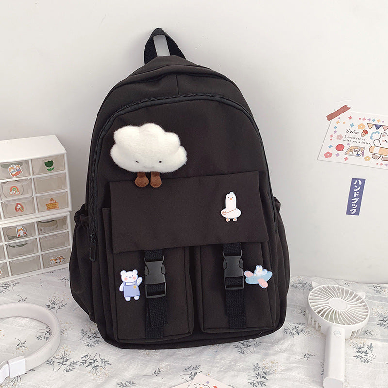 Solid Color School Backpack — Lightweight Polyester Student Bag - FocusForge