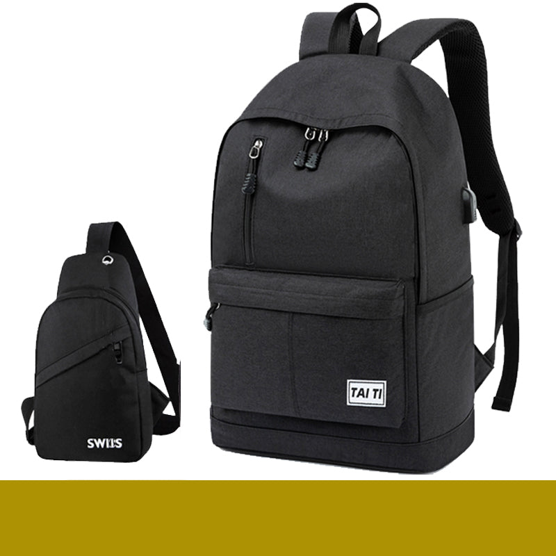 Men's Large Capacity School Backpack — 16" Polyester Bag - FocusForge