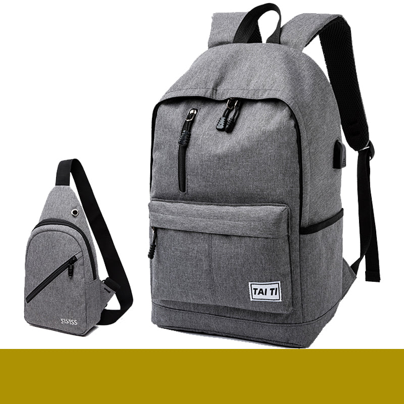 Men's Large Capacity School Backpack — 16" Polyester Bag - FocusForge