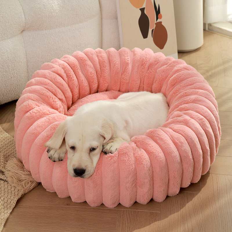 Round plush pet bed color option 11