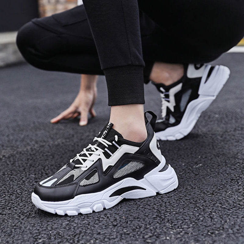 Men's White Sneakers — Breathable Flying Weave Casual Shoes - FocusForge