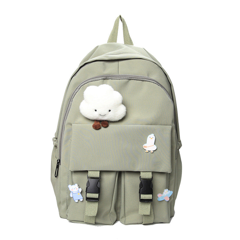 Solid Color School Backpack — Lightweight Polyester Student Bag - FocusForge