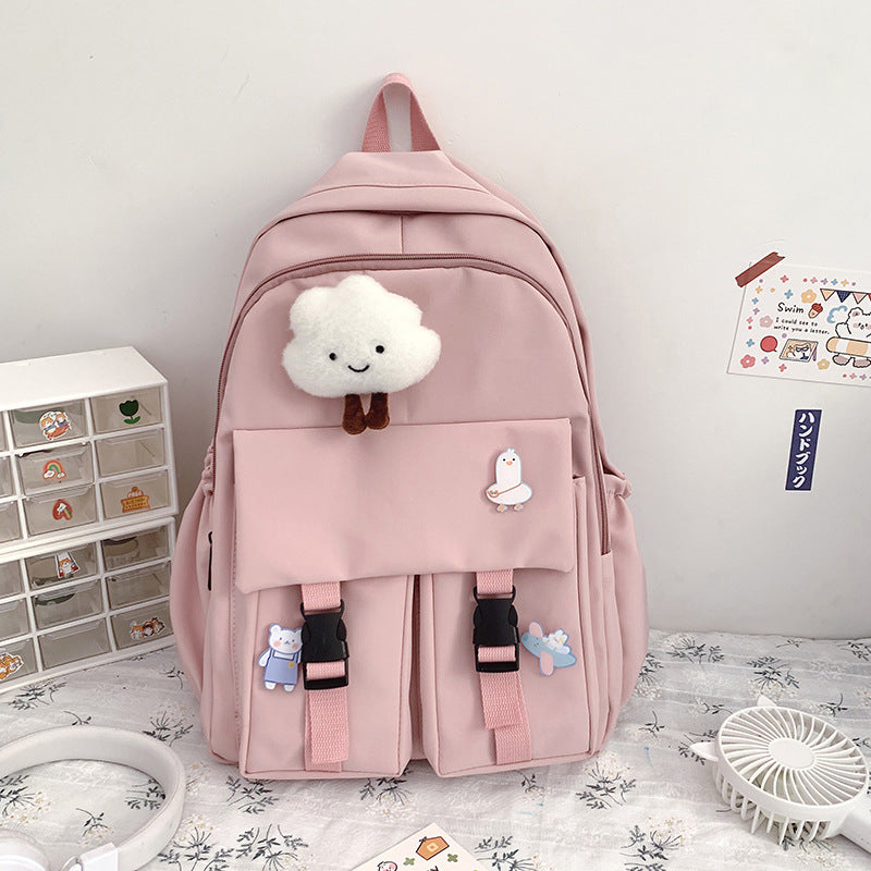 Solid Color School Backpack — Lightweight Polyester Student Bag - FocusForge