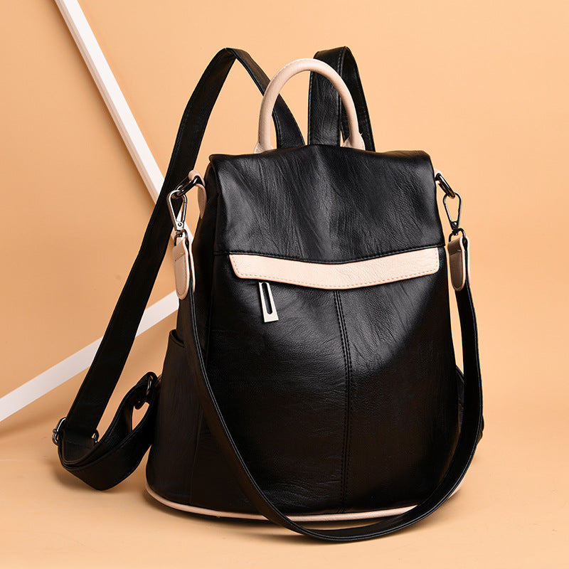 Women's Soft PU Leather Fashion School Backpack — Korean Style - FocusForge