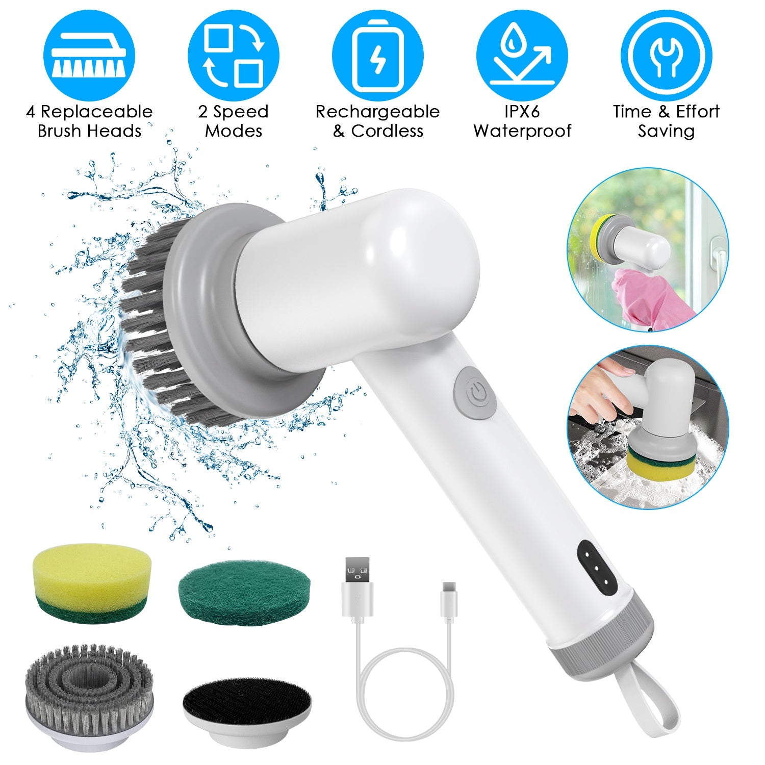 Electric Handheld Scrubber Cleaning Brush - FocusForge