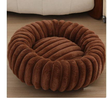 Round plush pet bed color option 8