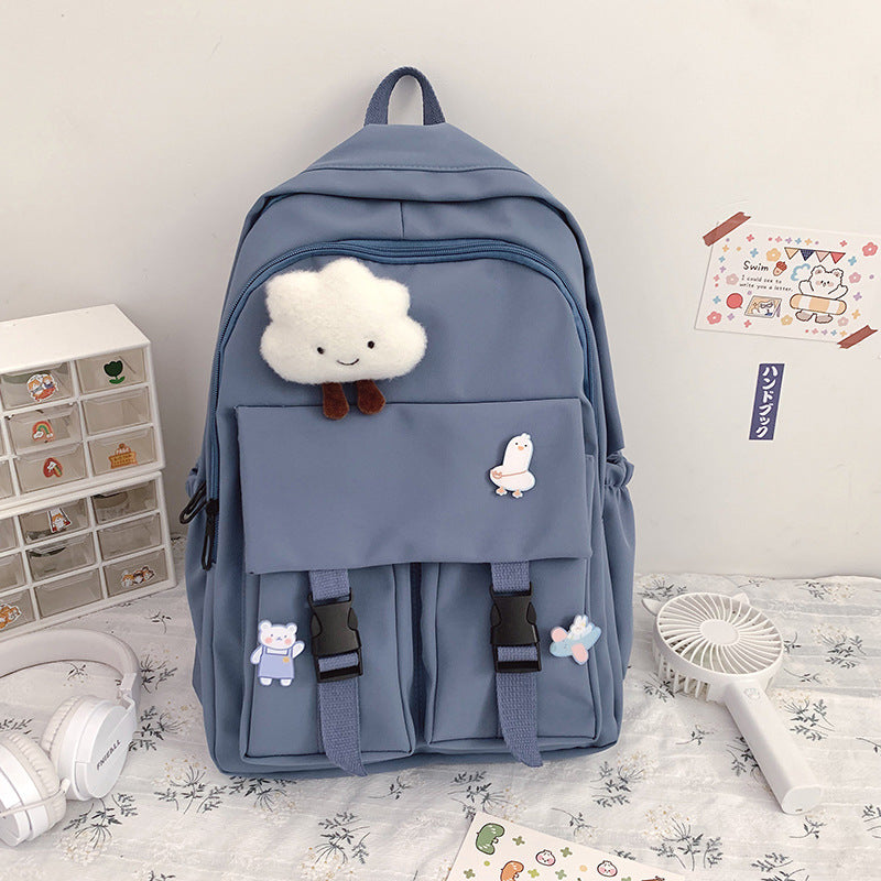 Solid Color School Backpack — Lightweight Polyester Student Bag - FocusForge