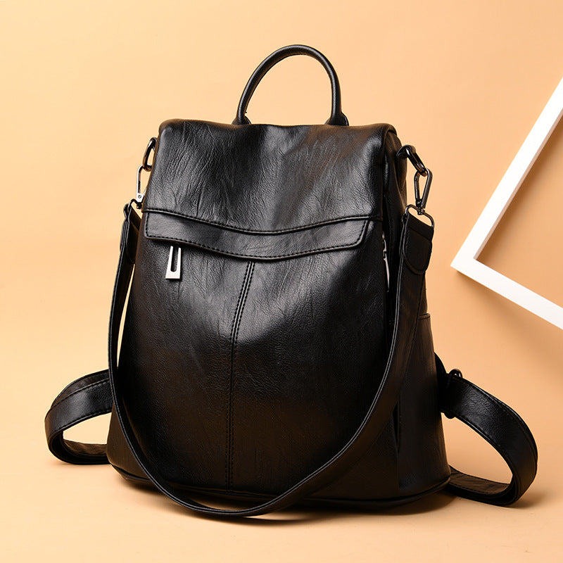 Women's Soft PU Leather Fashion School Backpack — Korean Style - FocusForge