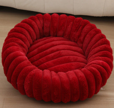 Round plush pet bed color option 12
