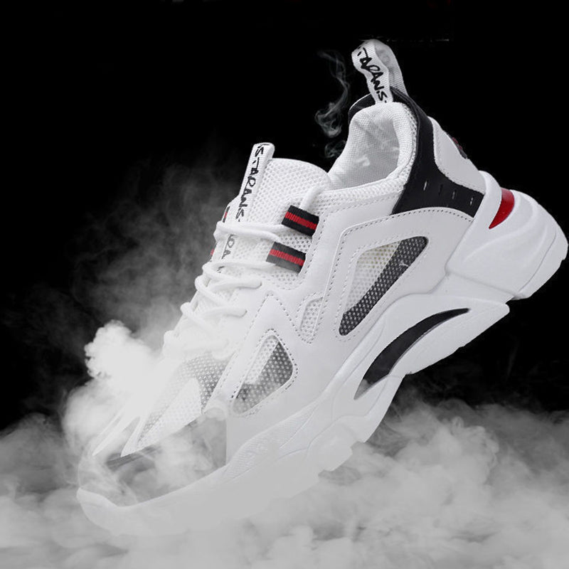 Men's White Sneakers — Breathable Flying Weave Casual Shoes - FocusForge