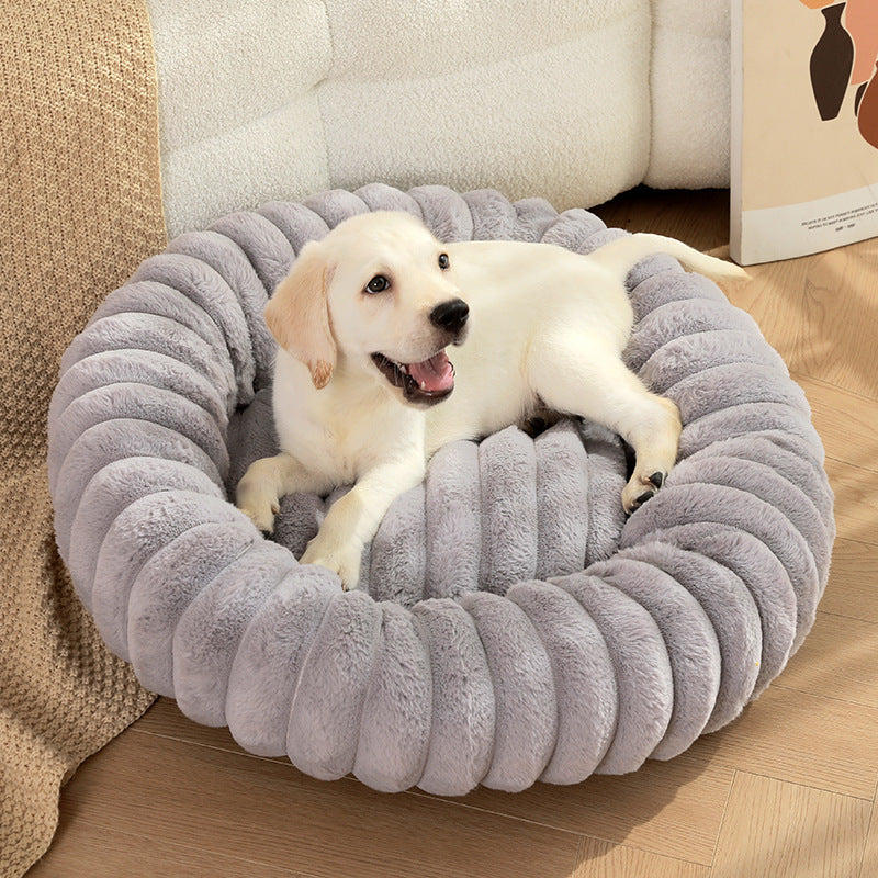 Round plush pet bed color option 3
