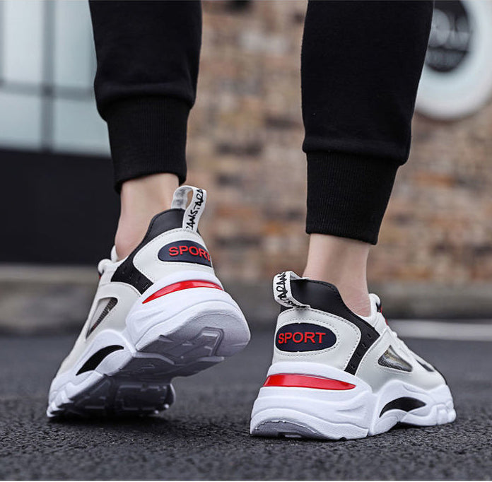 Men's White Sneakers — Breathable Flying Weave Casual Shoes - FocusForge