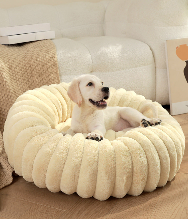 Round plush pet bed color option 6