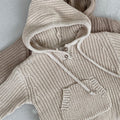 Baby Boys And Girls Pocket Hooded Knitted Jumpsuit Romper - FocusForge