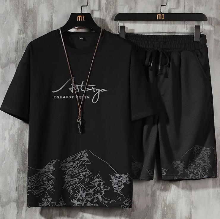 Men's Casual Short Set — Elastic Waist Relaxed Fit - FocusForge