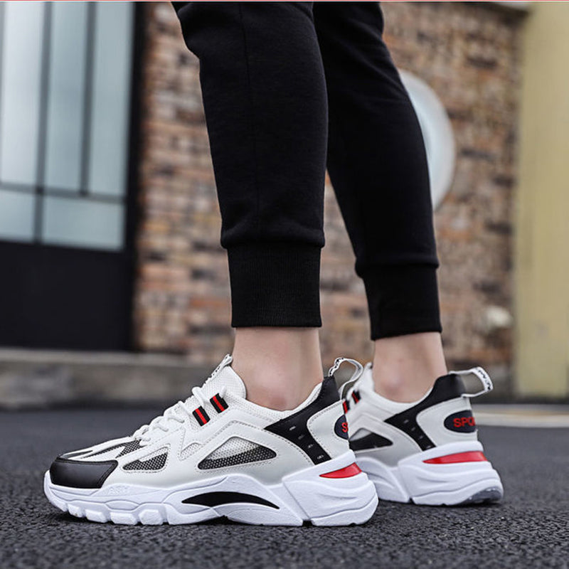 Men's White Sneakers — Breathable Flying Weave Casual Shoes - FocusForge