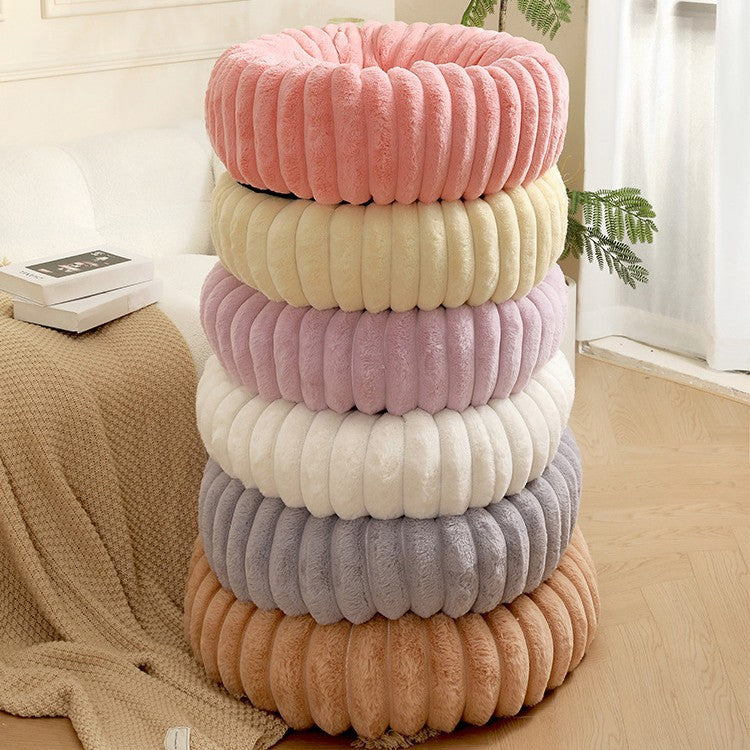 Round plush pet bed color option 4