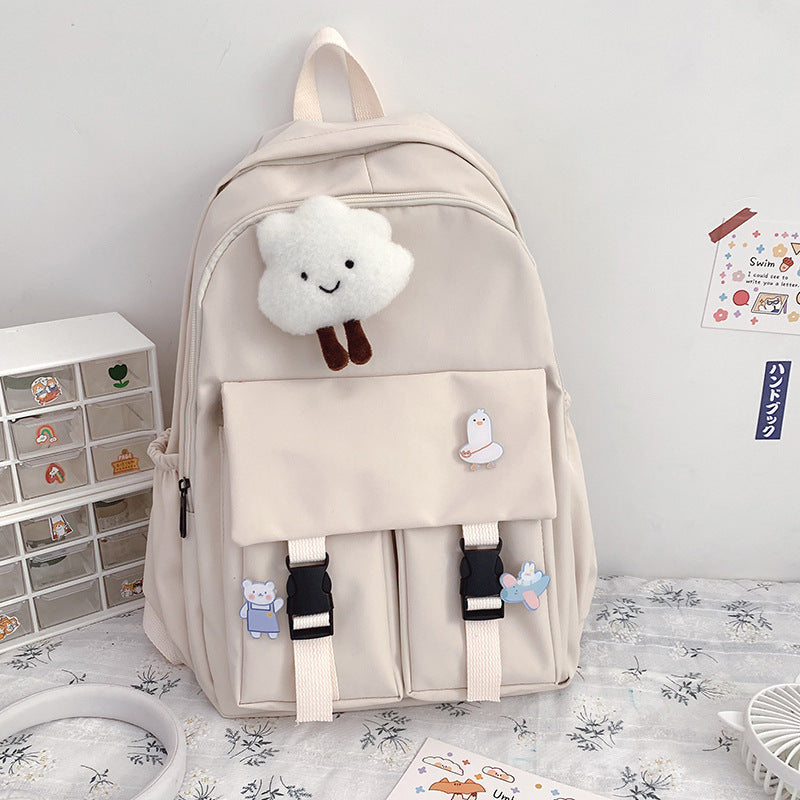 Solid Color School Backpack — Lightweight Polyester Student Bag - FocusForge
