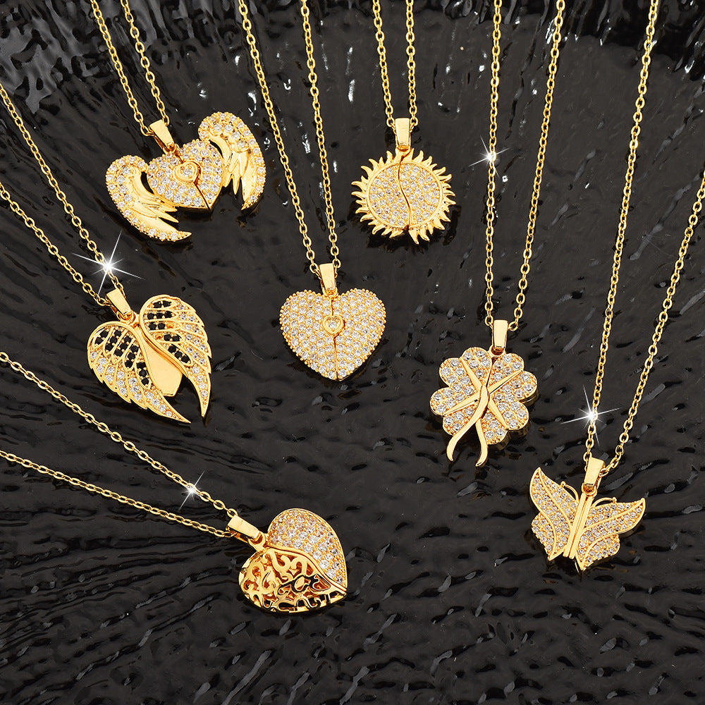 Personalized Name Heart Locket Necklace Zirconia Paved Custom Engraved Pendant Christmas Gifts For Mother Grandma - FocusForge
